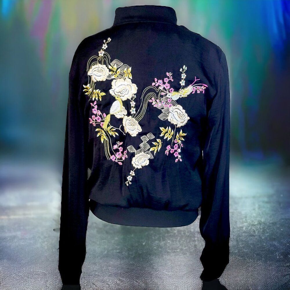 Jennifer Lopez black floral embroidery sequins jacket